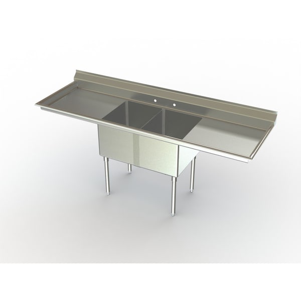 Deluxe NSF Two Comp Sink W/ 18" Dual Hand Drainboards.